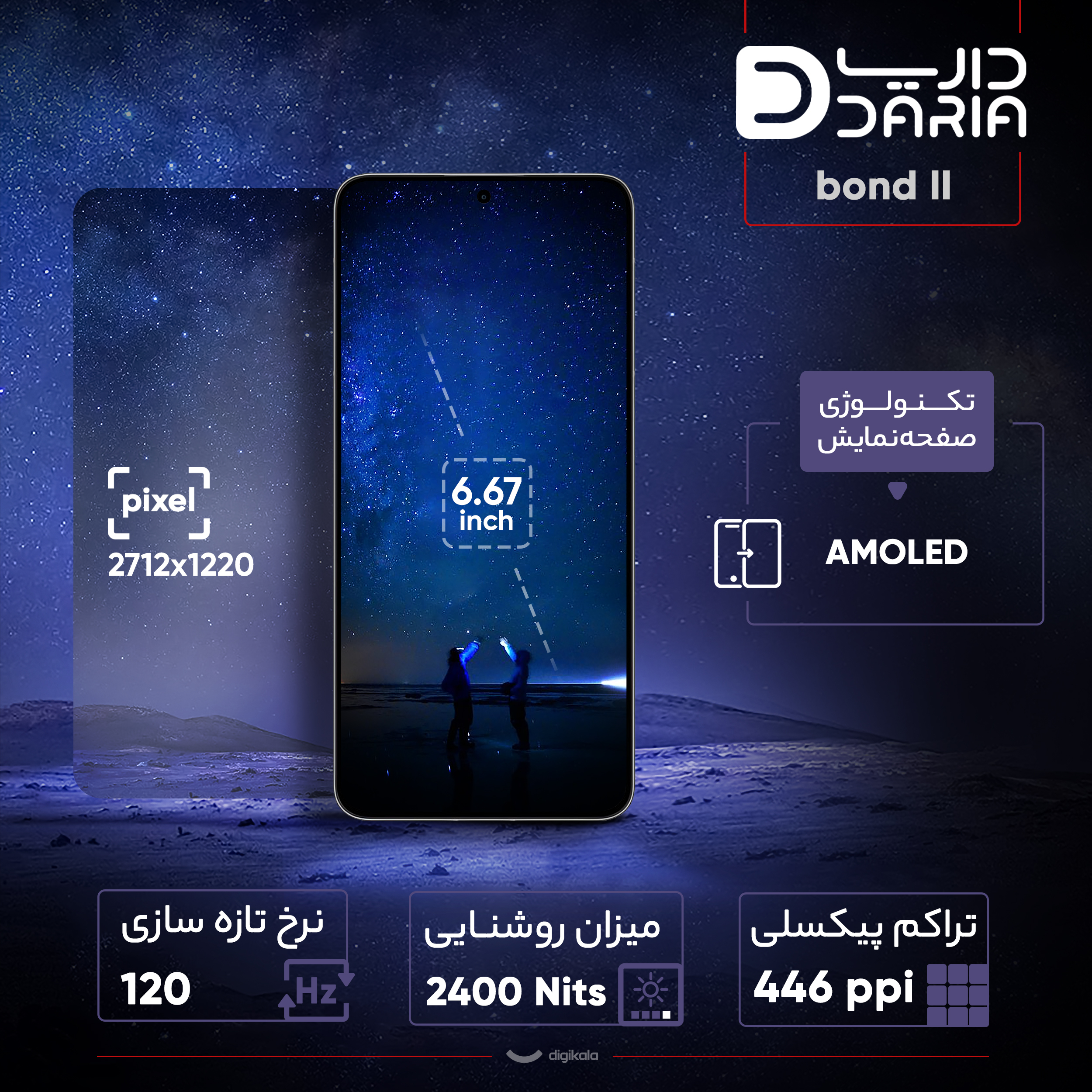 گوشی موبایل داریا مدل bond II دو سیم کارت ظرفیت 512 گیگابایت و رم 12 گیگابایت