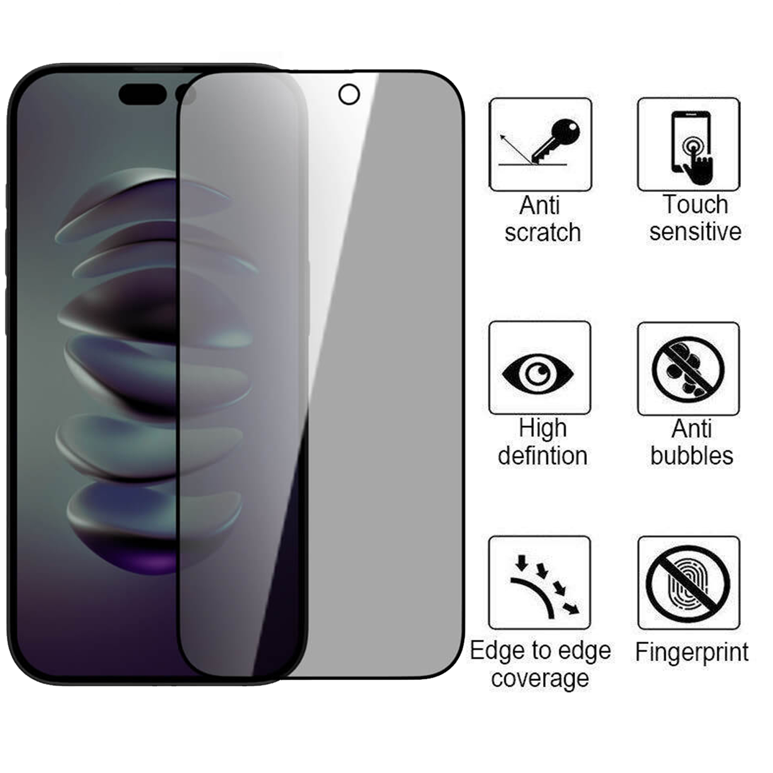 محافظ صفحه نمایش حریم شخصی بوف مدل  Pry مناسب برای گوشی موبایل اپل iPhone 14 Pro