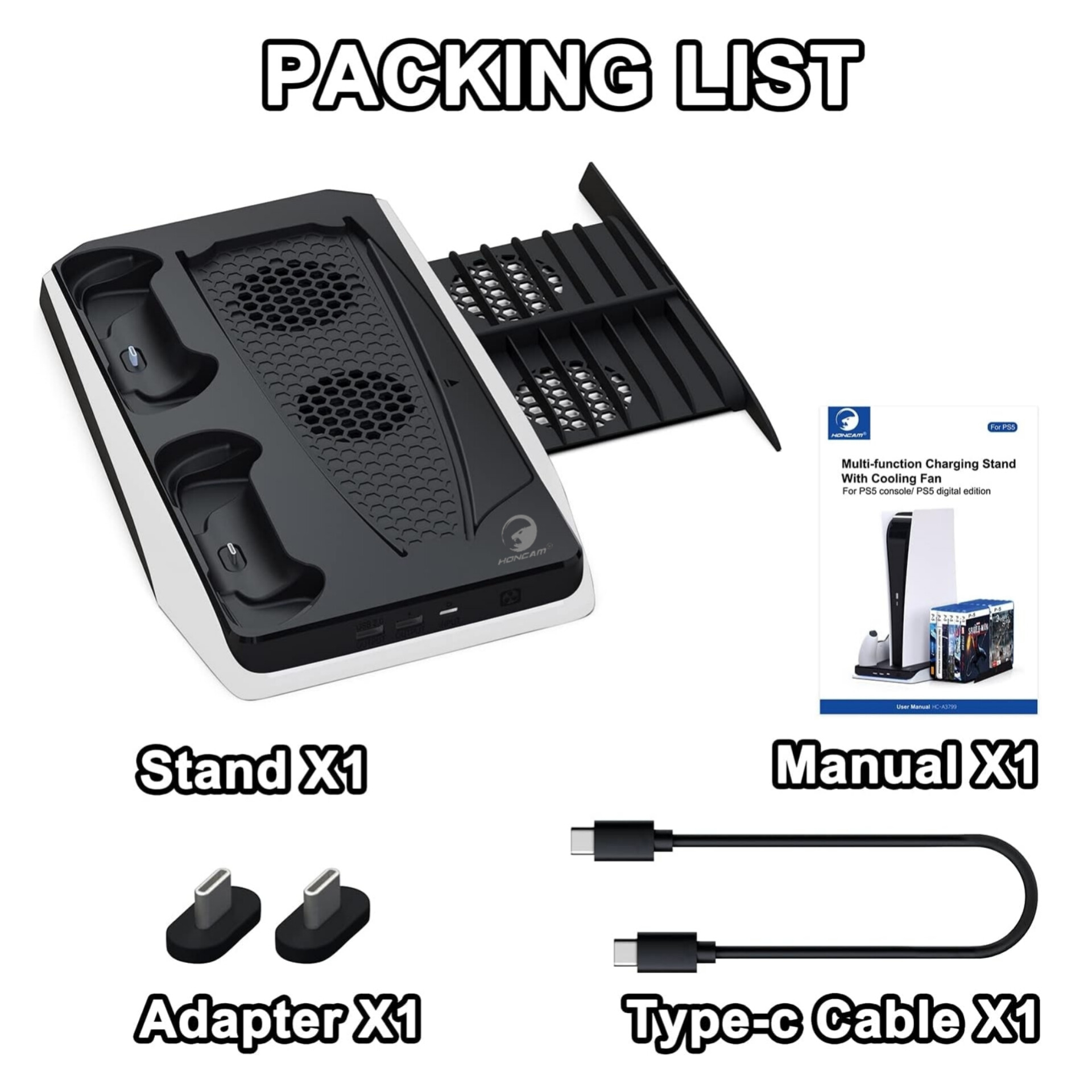 پایه شارژر و استند نگه دارنده دسته بازی پلی استیشن 5 هونکم مدل HC-A3799