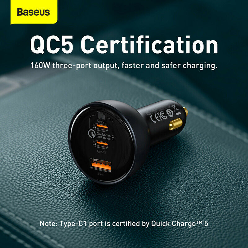 شارژر فندکی 100 وات باسئوس مدل TZCCZM-0G به همراه کابل USB-C