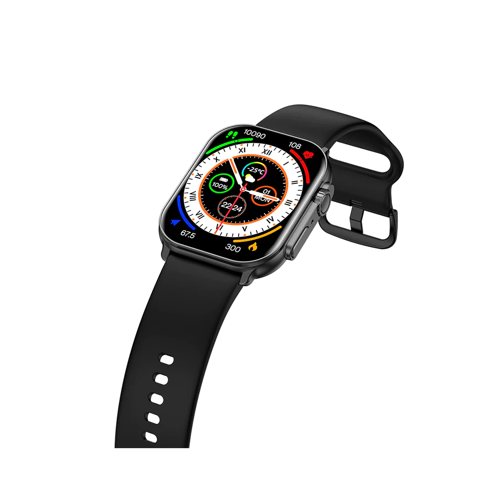 ساعت هوشمند ایمیکی مدل SF1E دارای قابلیت های صفحه نمایش رنگی، صفحه نمایش لمسی، قابلیت مکالمه از طریق بلوتوث بند سیلیکون