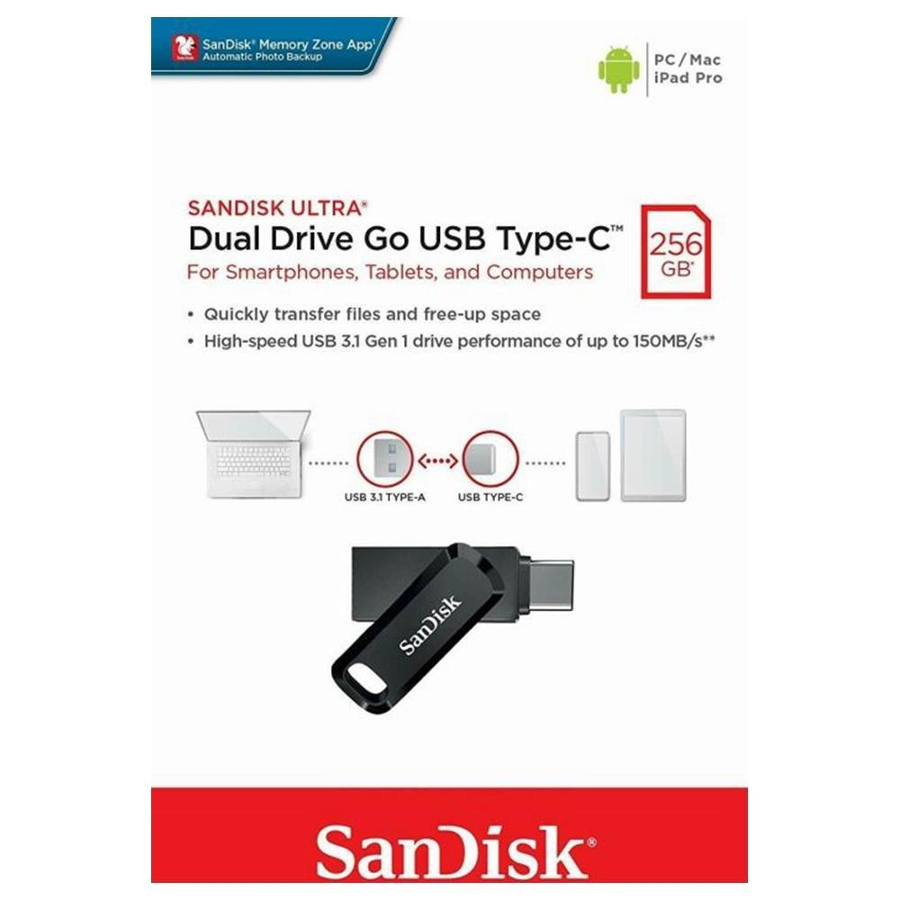 فلش مموری سن دیسک مدل Ultra Dual Drive Go USB Type-C ظرفیت 256 گیگابایت