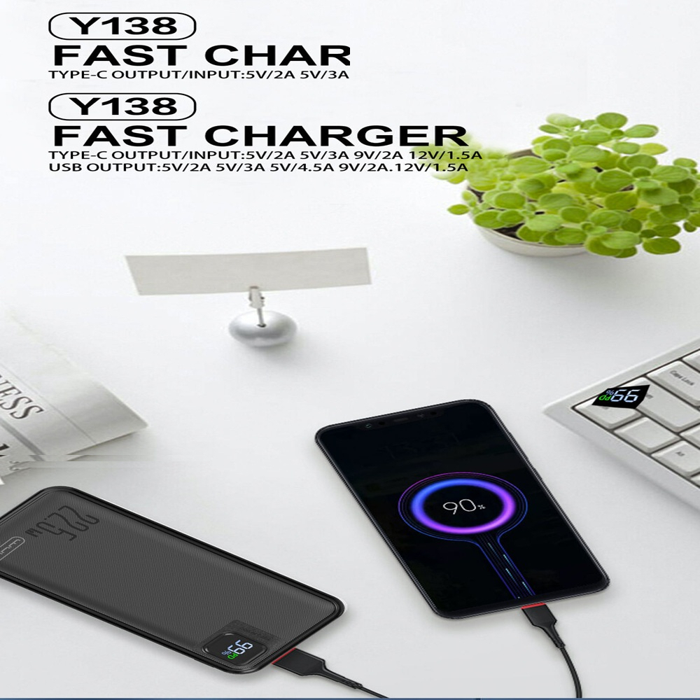 پاوربانک دبلیو یو دبلیو مدل Y138-22.5W ظرفیت 20000 میلی آمپرساعت