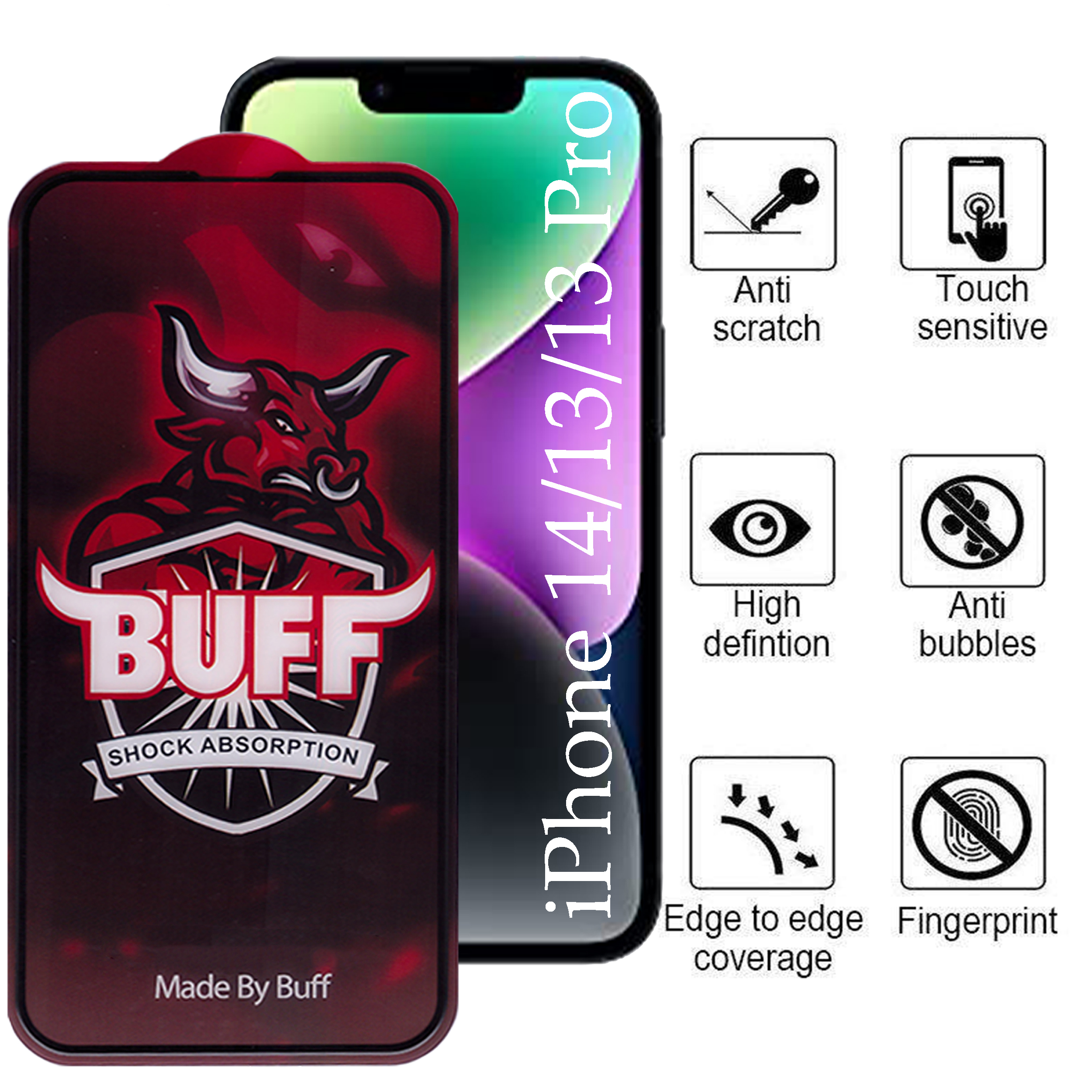 محافظ صفحه نمایش بوف مدل Crystal Pro مناسب برای گوشی موبایل اپل iPhone 14 / 13 / 13 Pro