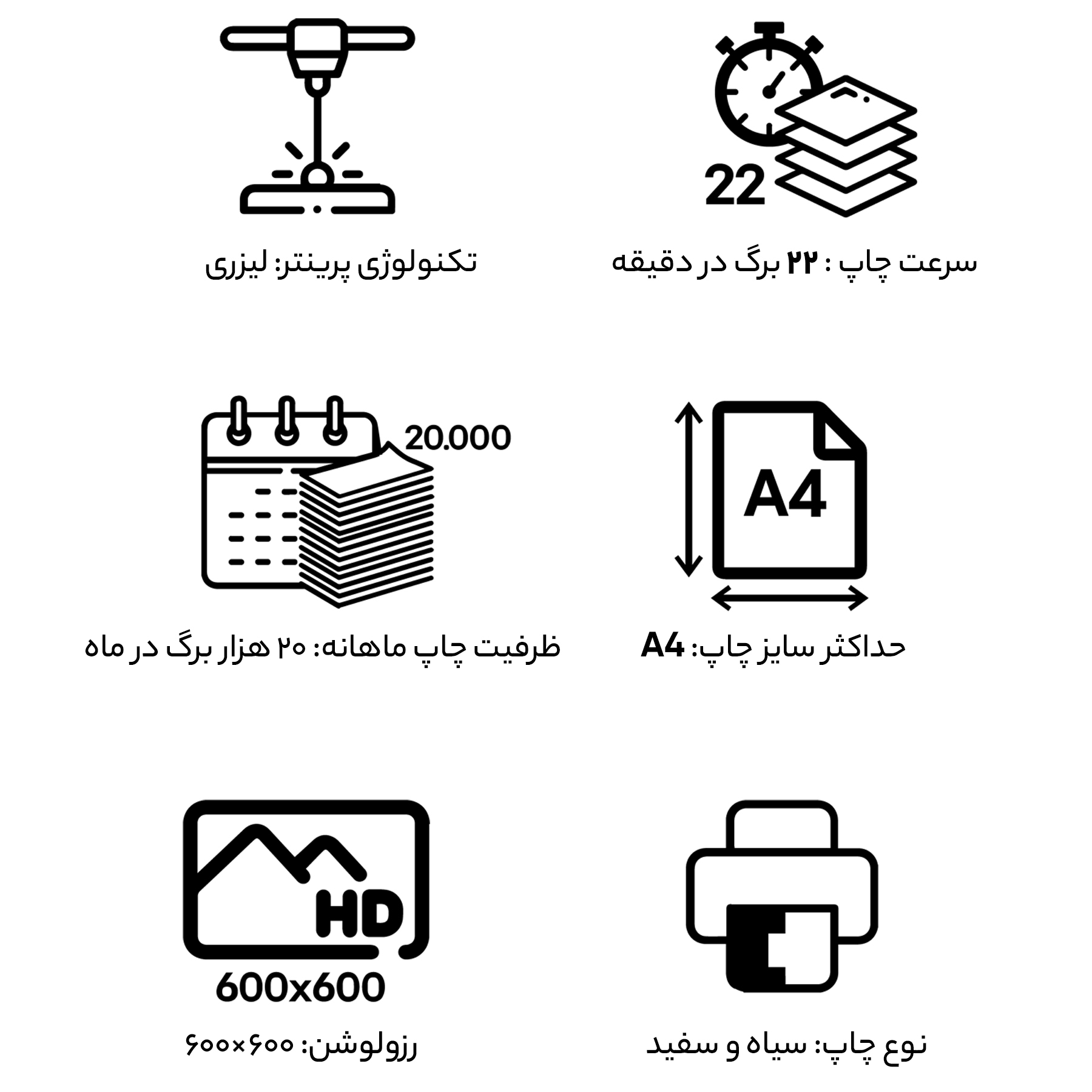 پرینتر لیزری جی پلاس مدل GP-G323N