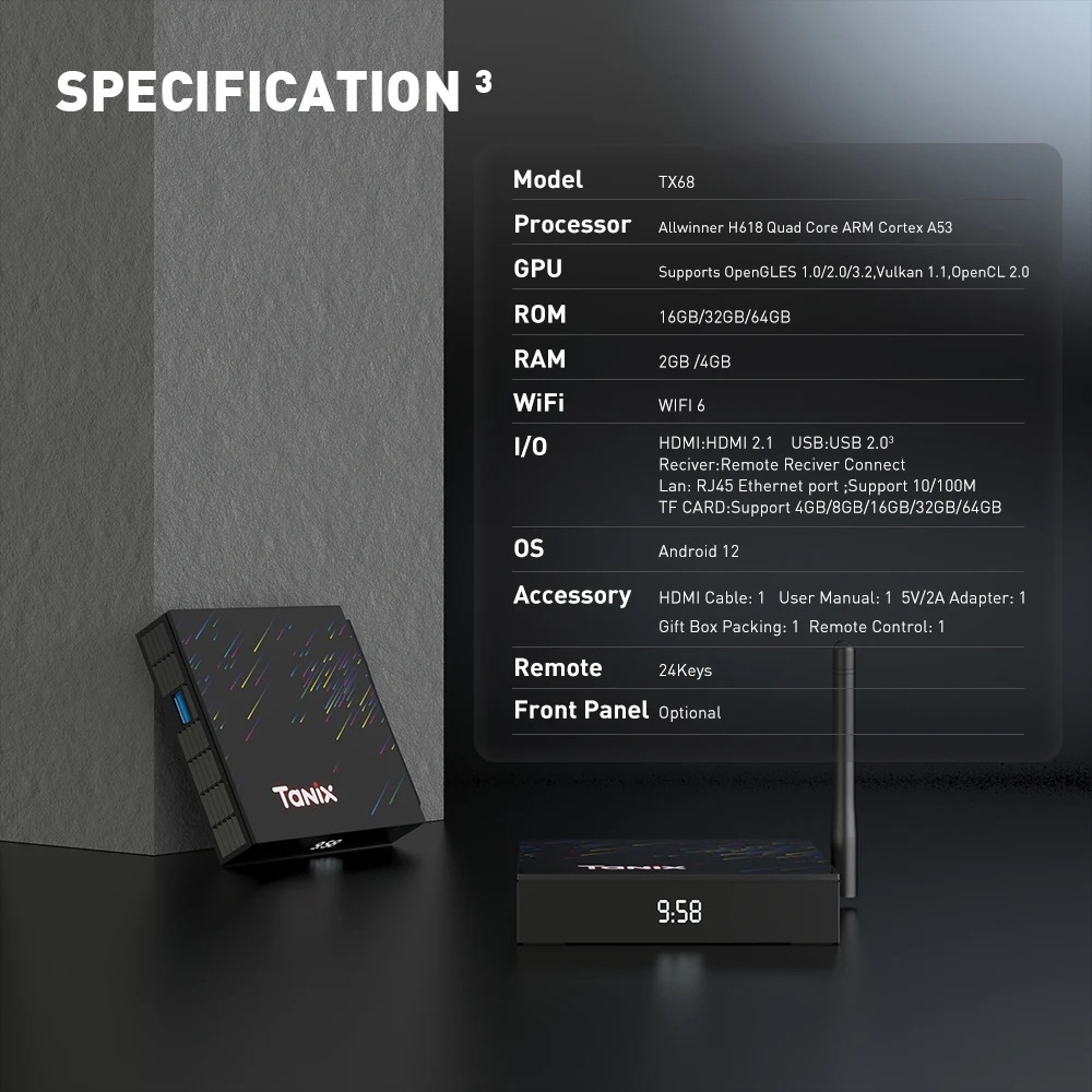 اندروید باکس تانیکس مدل TX68 32/4GB