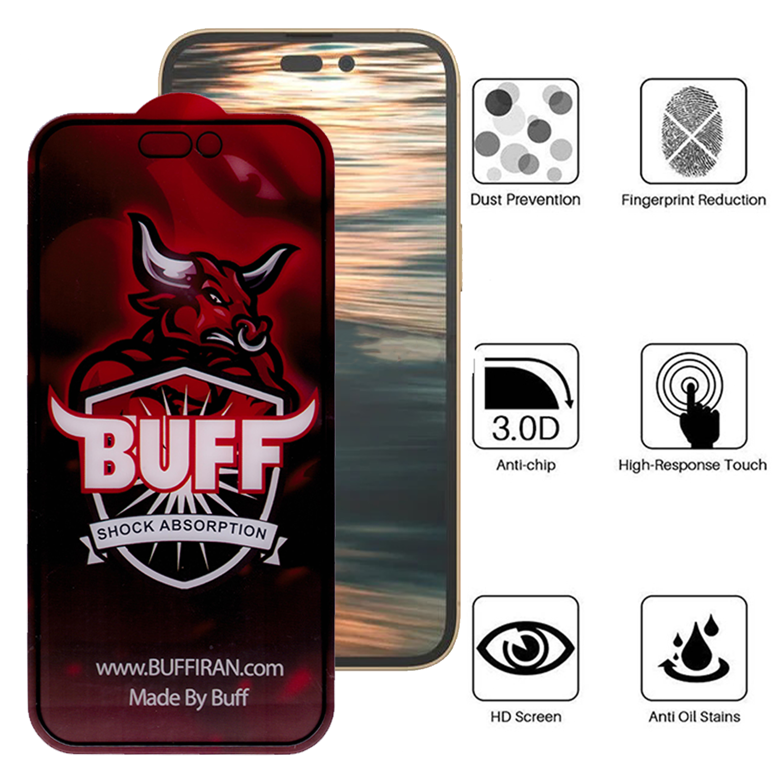 محافظ صفحه نمایش مات بوف مدل  5D -Pro مناسب برای گوشی موبایل اپل IPhone 14 Pro
