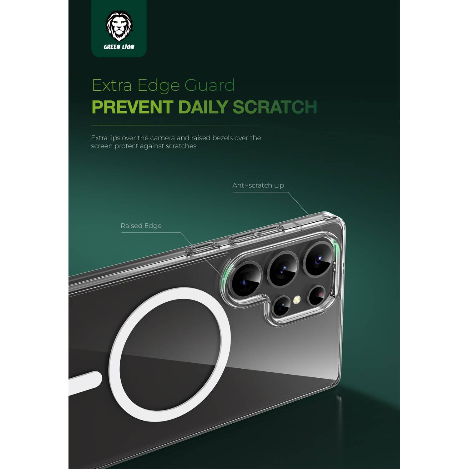 کاور گرین لاین مدل crystal clear magsafe مناسب برای گوشی موبایل سامسونگ Galaxy S25 Ultra