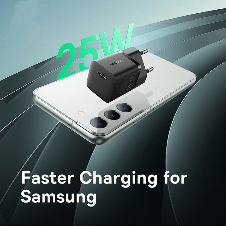 شارژر دیواری 25 وات بیسوس مدل GaN5 mini به همراه کابل تبدیل تایپ سی