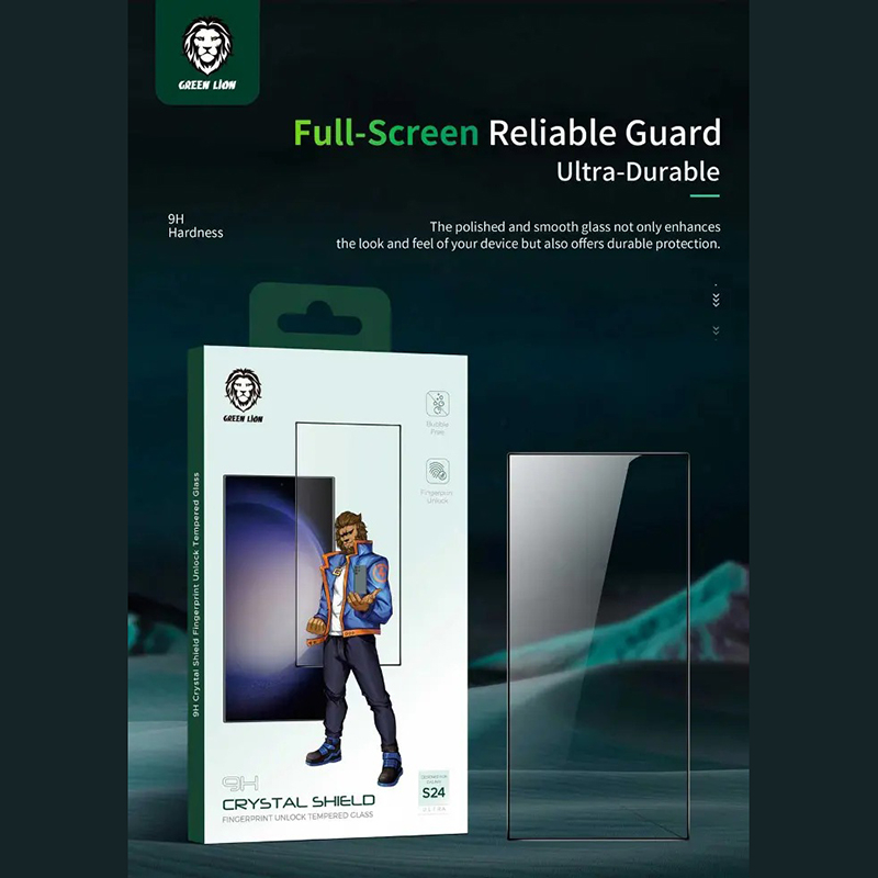 محافظ صفحه نمایش گرین لاین مدل 9H Crystal Shield مناسب برای گوشی موبایل سامسونگ Galaxy S24 Ultra