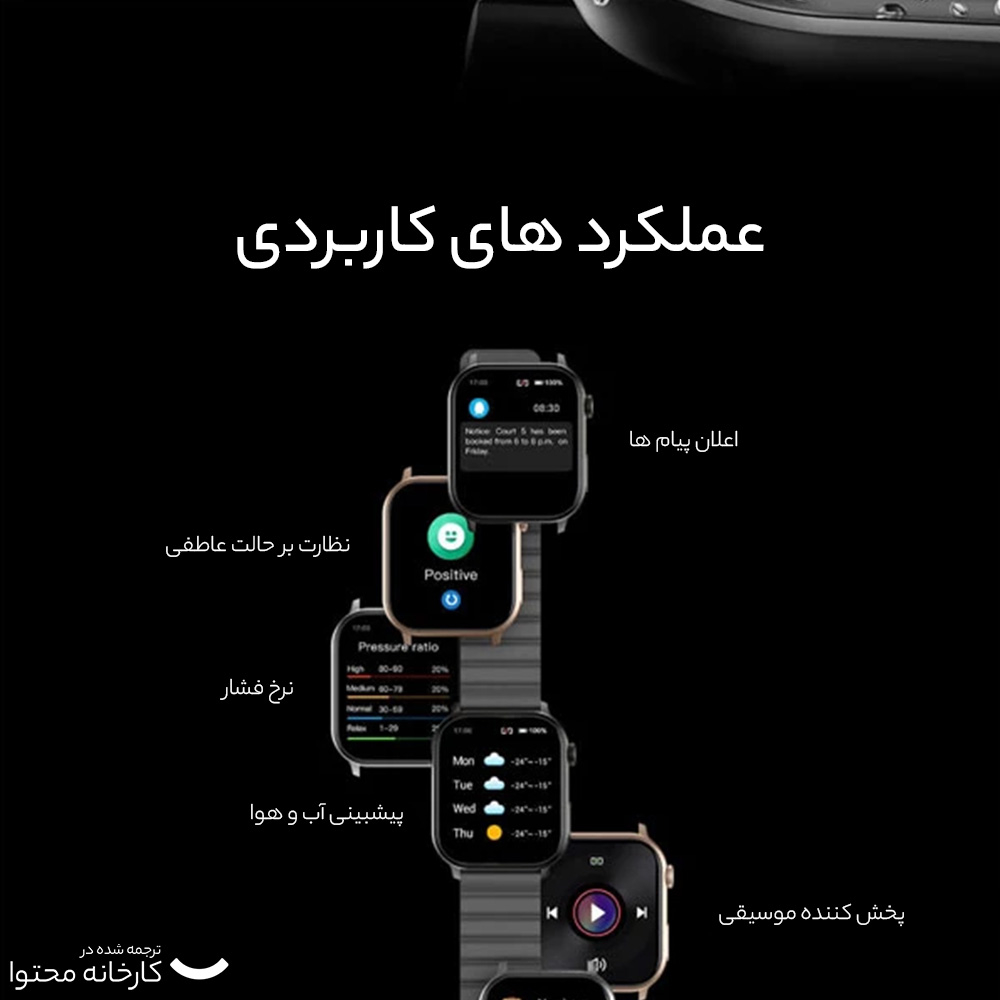 ساعت هوشمند آی می لب مدل IMILAB W02 دارای قابلیت های صفحه نمایش رنگی، صفحه نمایش لمسی، کنترل موسیقی (Music Player)، کنترل سطح اکسیژن خون، قابلیت مکالمه از طریق بلوتوث بند سیلیکون