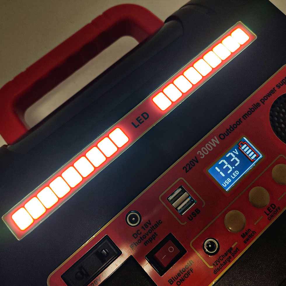 پاوربانک مدل مولتی 300W کمپینگ اسپیکردار 12v-220v ظرفیت 25000 میلی آمپر ساعت