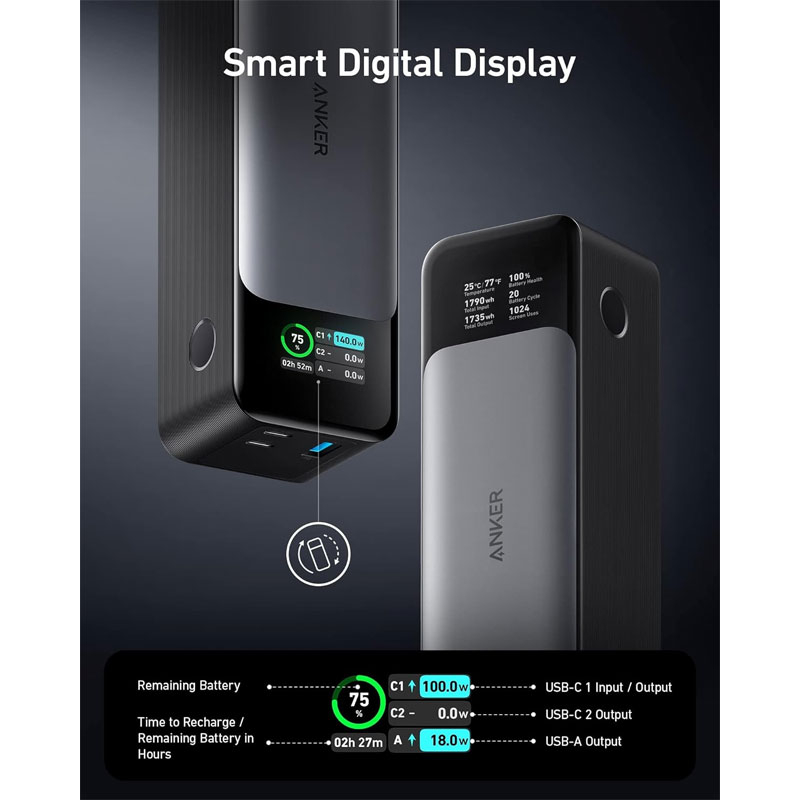 پاوربانک انکر مدل A1289 Anker 737 ظرفیت 24000 میلی آمپر ساعت