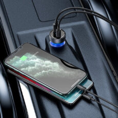 شارژر فندکی باسئوس مدل TZCCKX_0G به همراه کابل تبدیل USB-C
