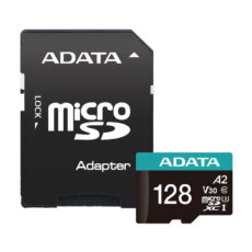 کارت حافظه MicroSDXC ای‌دیتا مدل Premier Pro کلاس 10 استاندارد UHS-I U3 4k سرعت 100MBps ظرفیت 128 گیگابایت همراه با آداپتور