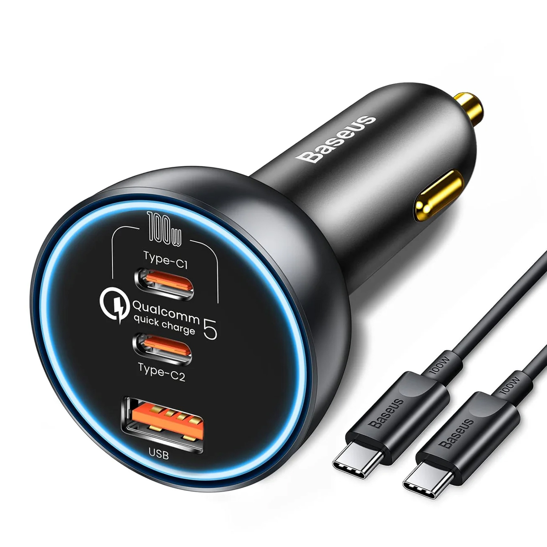 شارژر فندکی 100 وات باسئوس مدل TZCCZM-0G به همراه کابل USB-C