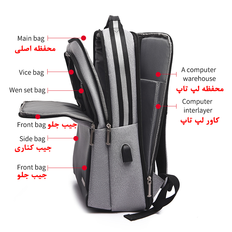کوله پشتی لپ تاپ مدل B-085 مناسب برای لپ تاپ تا 15.6 اینچی