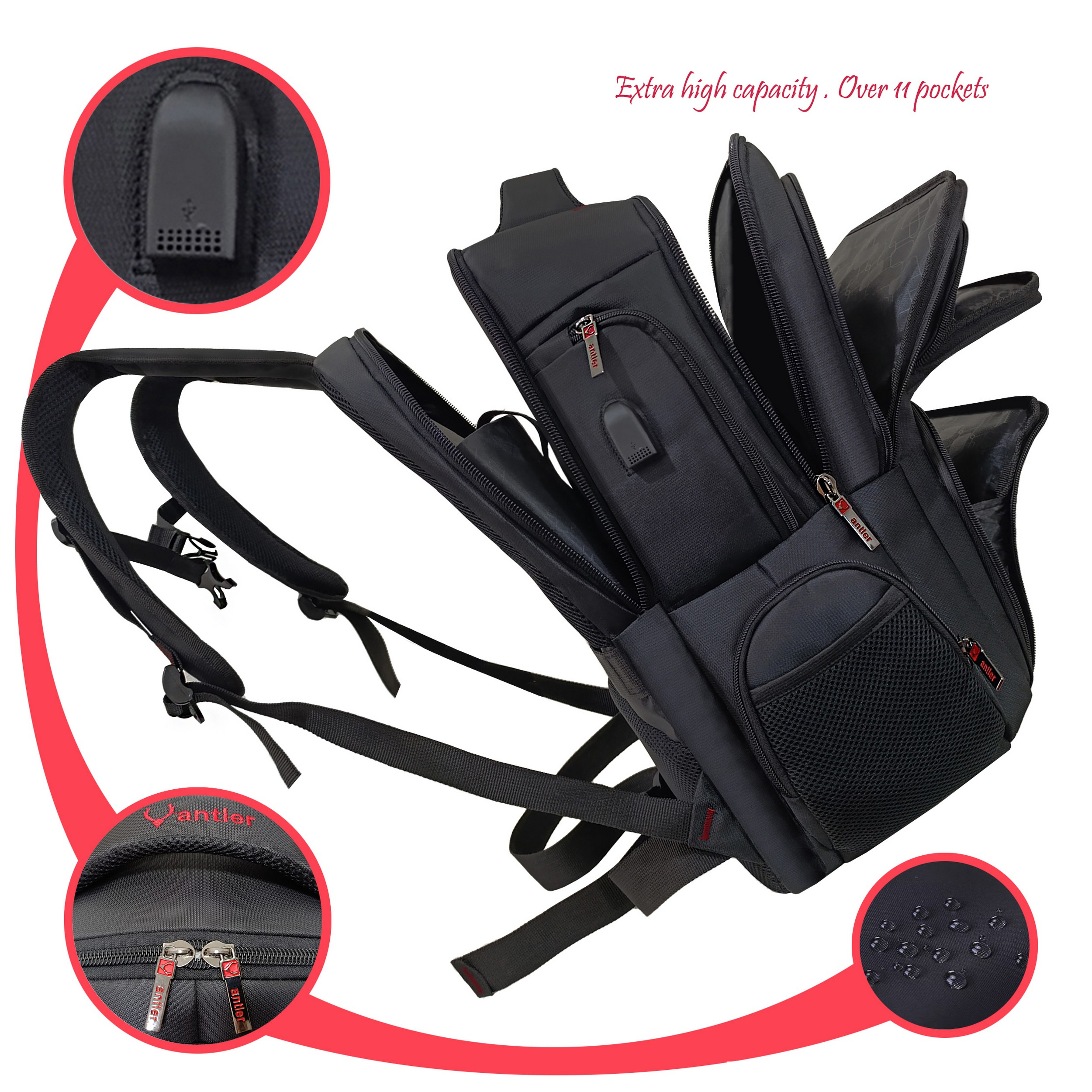 کوله پشتی لپ تاپ آنتلر مدل Monster S42 مناسب برای لپ تاپ 13 تا 17.5 اینچی