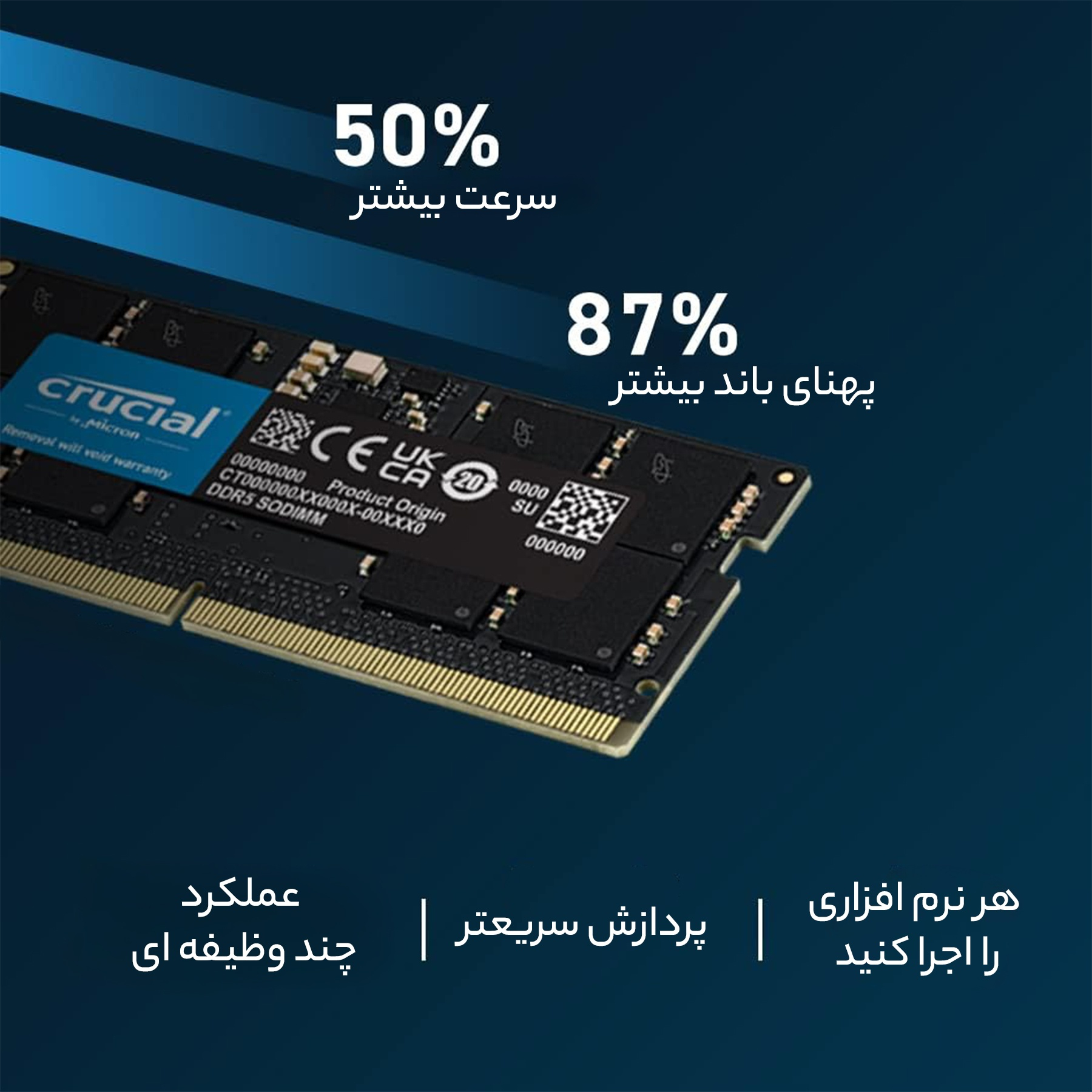 رم لپ تاپ DDR5 تک کاناله 4800 مگاهرتز CL40 کروشیال مدل CT16 ظرفیت 16 گیگابایت