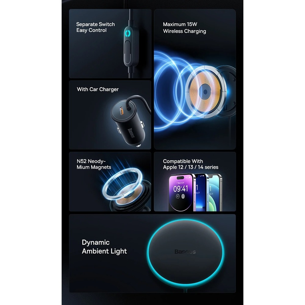 پایه نگهدارنده و شارژر بی سیم گوشی موبایل بیسوس مدل CW01