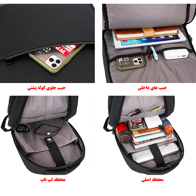 کوله پشتی لپ تاپ مدل 073 مناسب برای لپ تاپ تا 15.6 اینچی