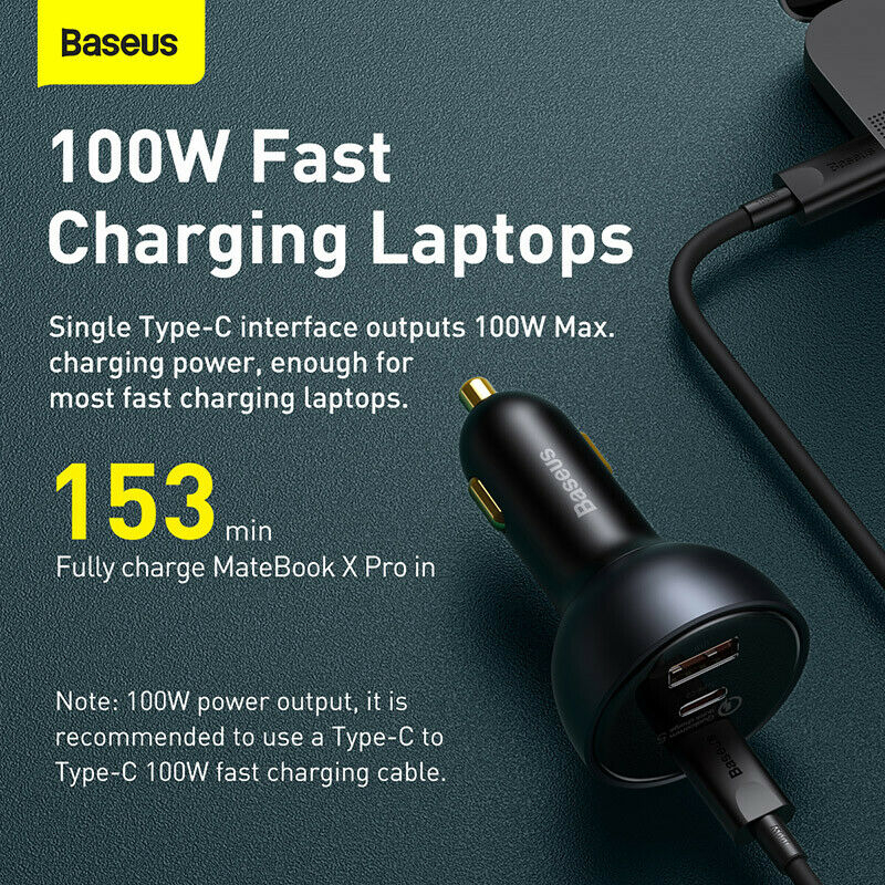 شارژر فندکی 100 وات باسئوس مدل TZCCZM-0G به همراه کابل USB-C