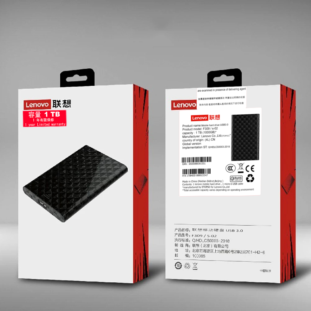 هارد دیسک اکسترنال لنوو مدل F 309 /02 ظرفیت یک ترابایت