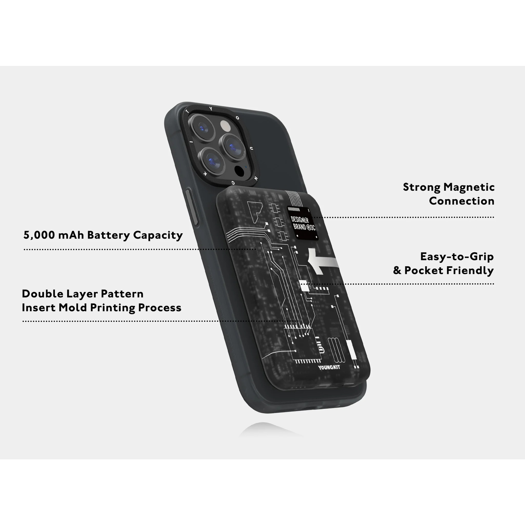 پاوربانک یانگ کیت مدل MagSafe Compatible کد Z02 ظرفیت 5000 میلی آمپر ساعت