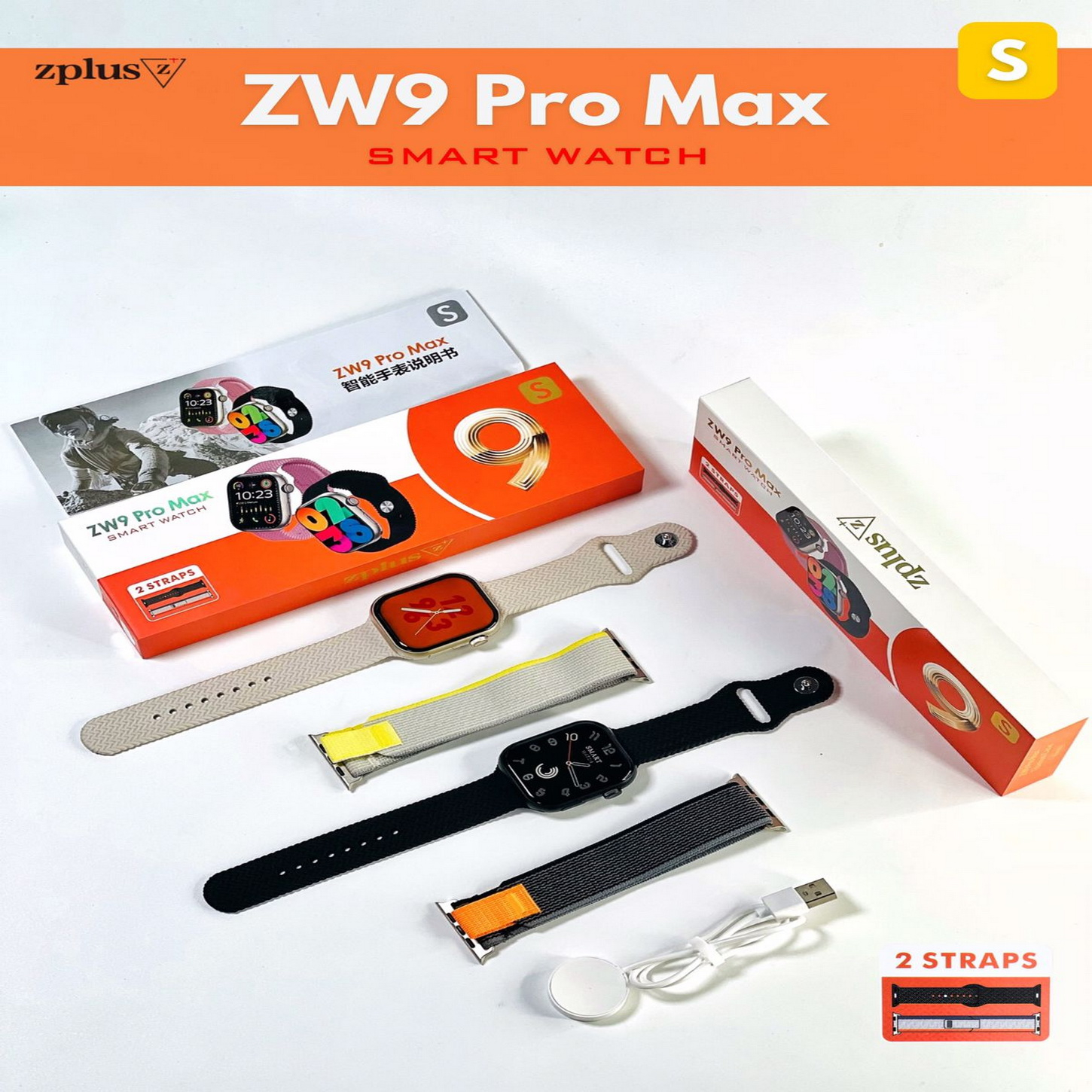 ساعت هوشمند طرح سری 9 زد پلاس مدل ZW9 PRO MAX S به همراه 2 بند