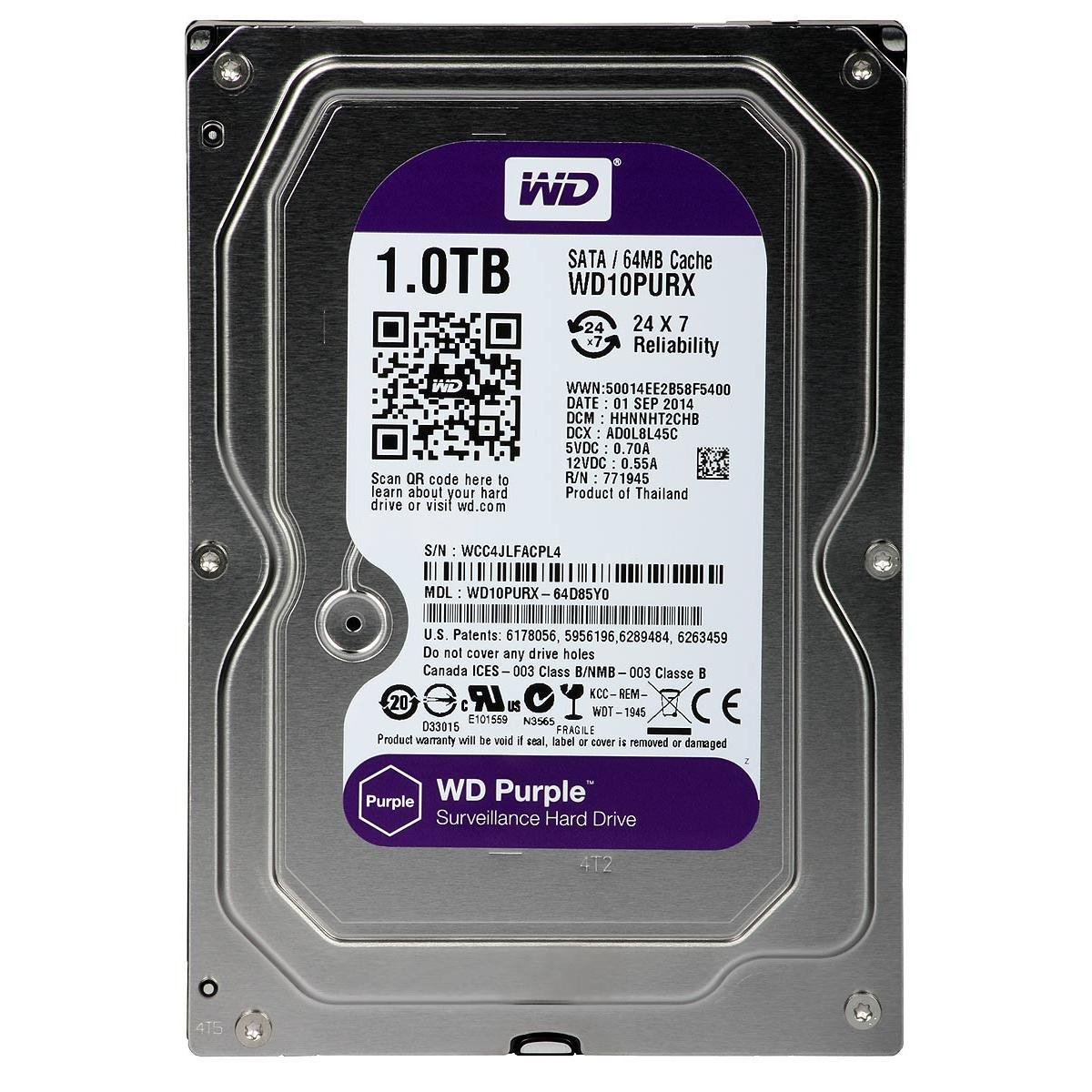 هارددیسک اینترنال وسترن دیجیتال مدل Purple WD10PURZ ظرفیت 1 ترابایت