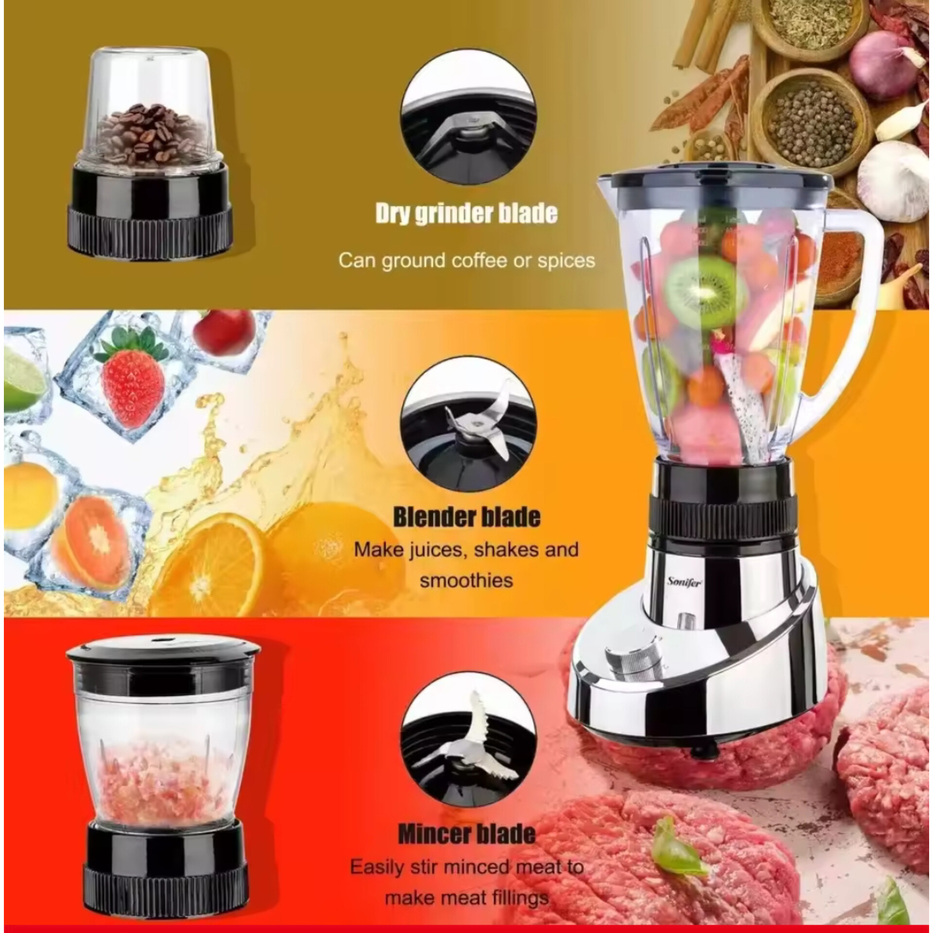 مخلوط کن و آسیاب کن سونیفر مدل SF-8016