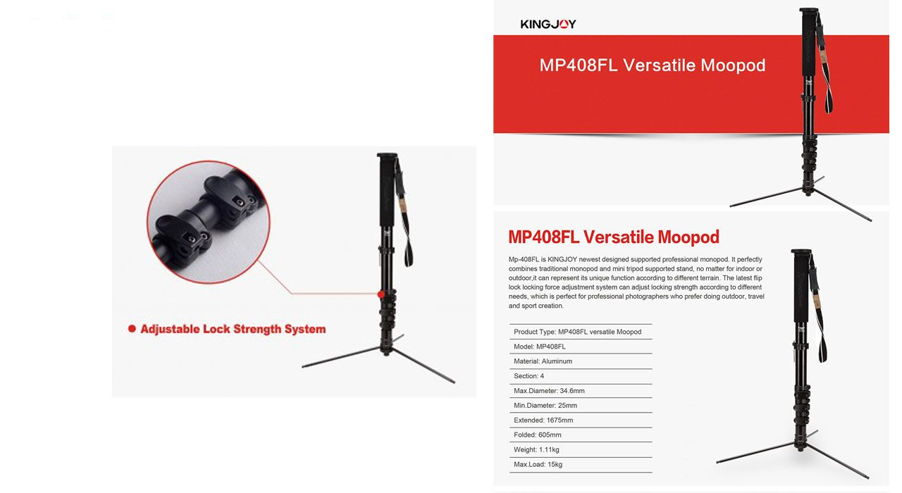 تک پایه دوربین کینگ جوی مدل MP-408FL