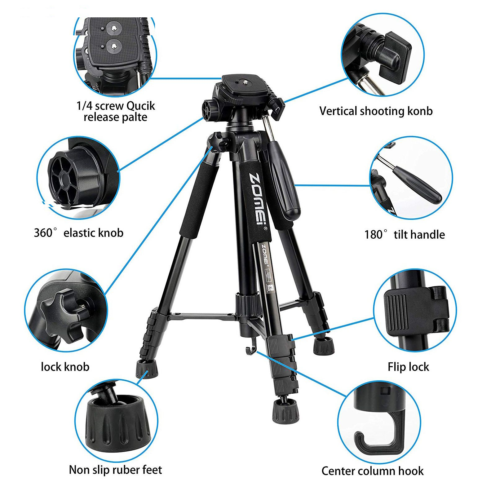 سه پایه دوربین زومی مدل Q222