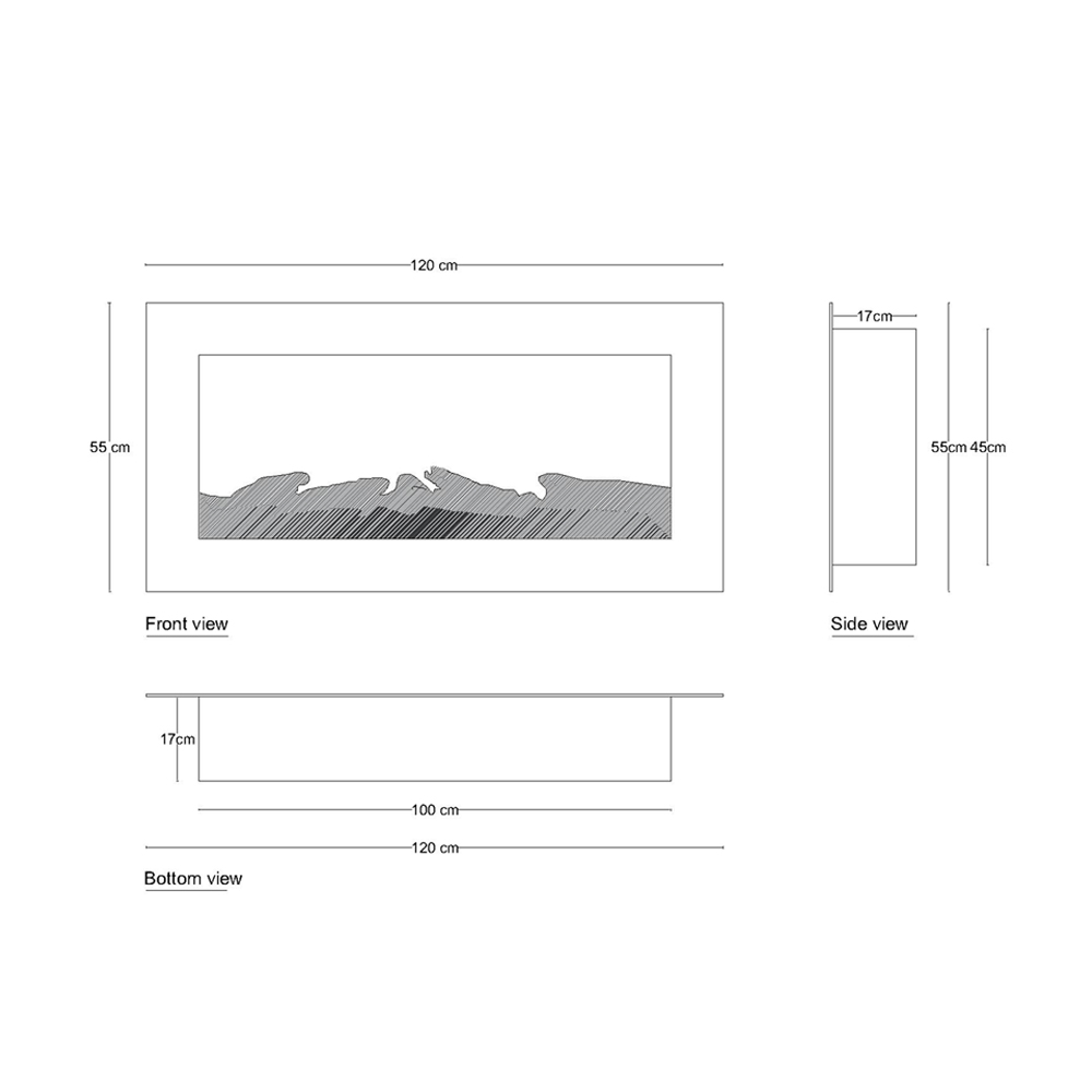 شومینه دیواری برقی شومینه بیستون مدل B.C_120_W16_L2.bs