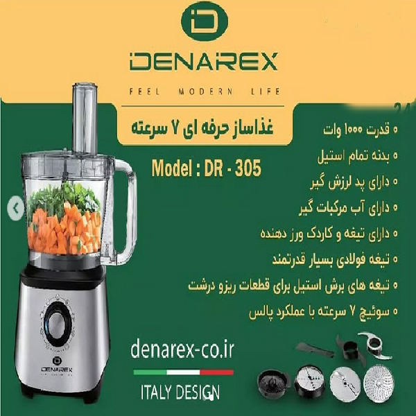 غذاساز چندکاره 1000 وات دنارکس مدل DR-305