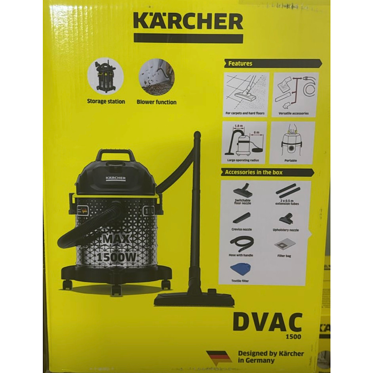 جاروبرقی سطلی 1500 وات کرشر مدل DVAC 1500