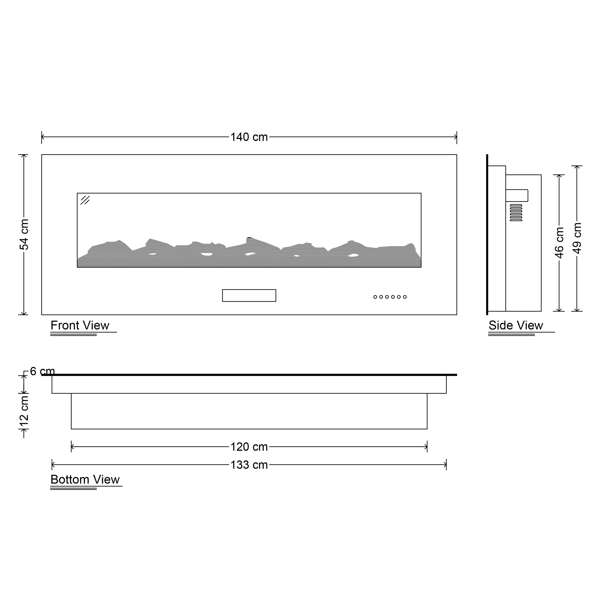 شومینه برقی اچ بی مدل HB-ID6838-140