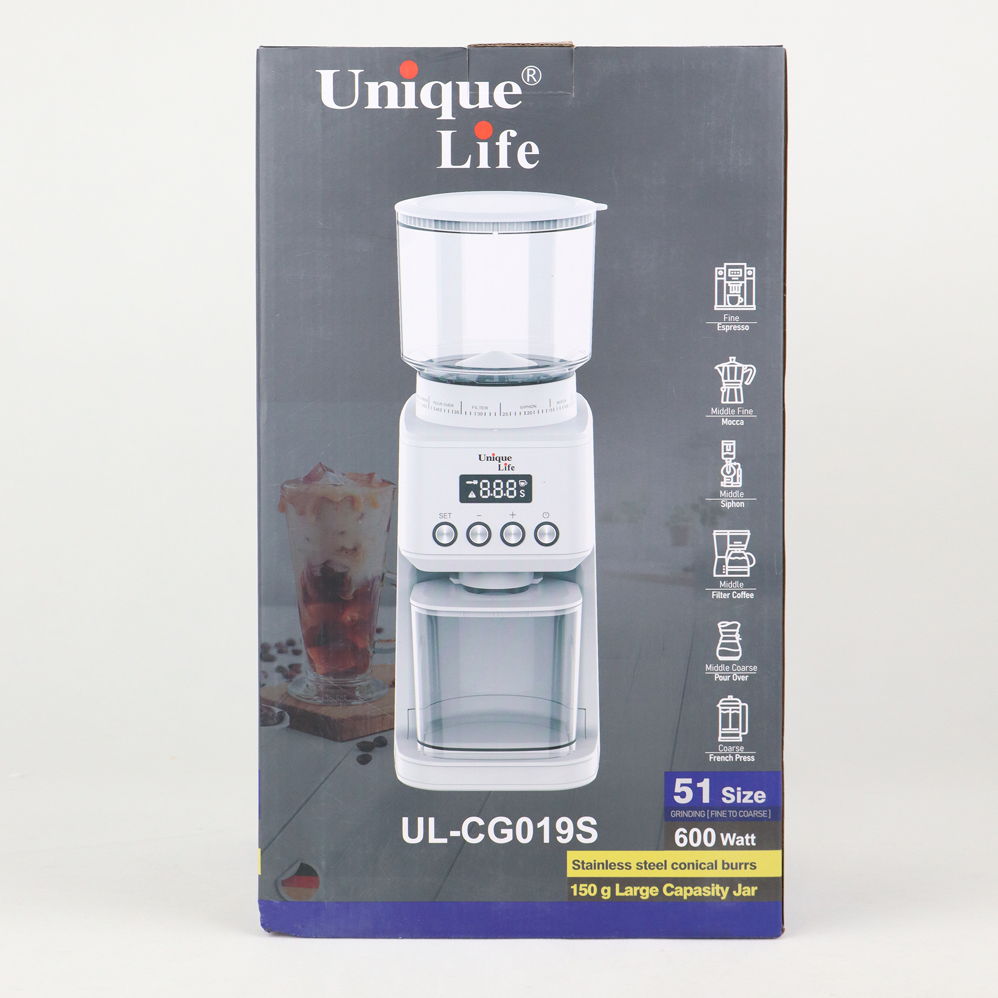 آسیاب قهوه یونیک لایف مدل UL-CG019S