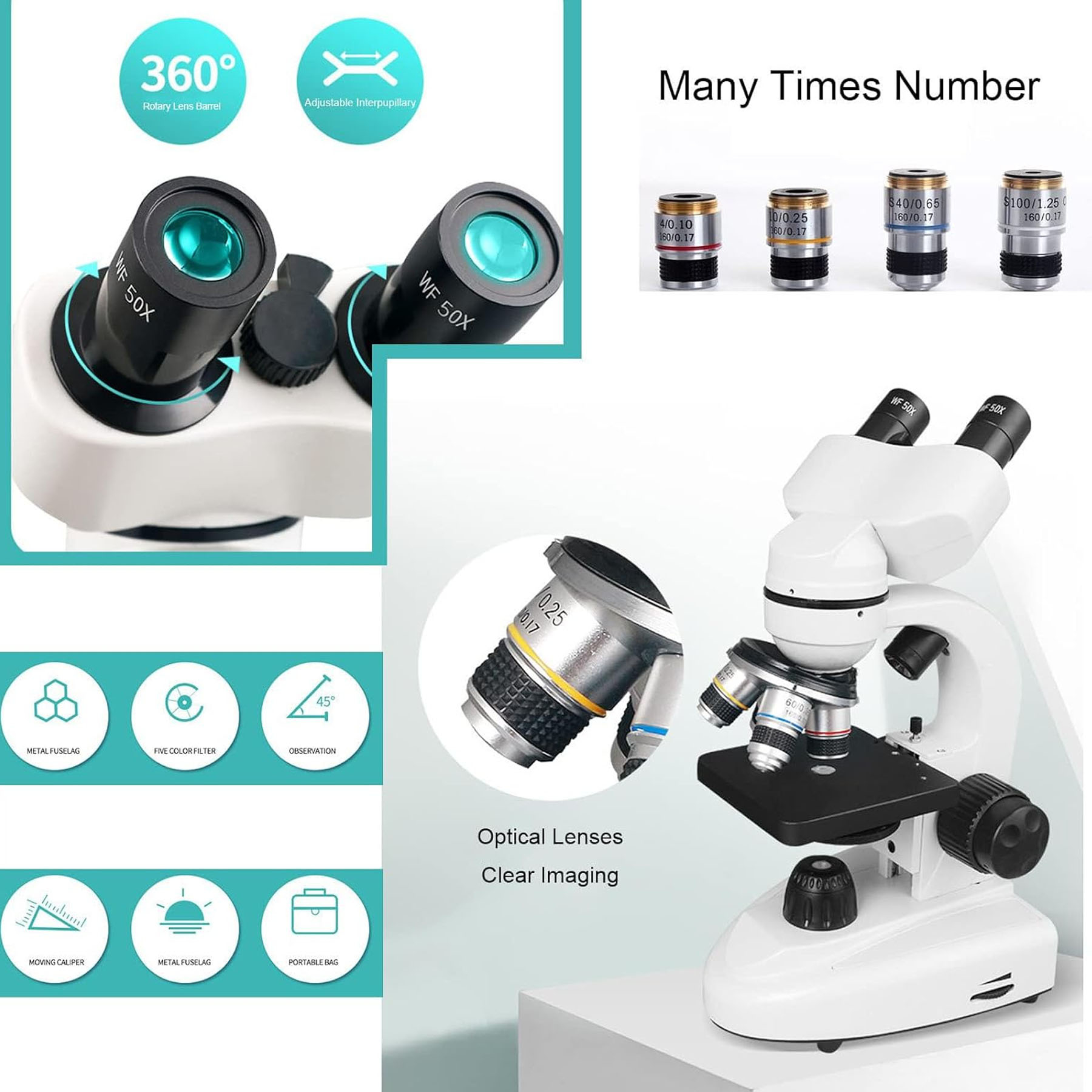 میکروسکوپ دوچشمی مدل زیستی 2025 1600x New به همراه کیف