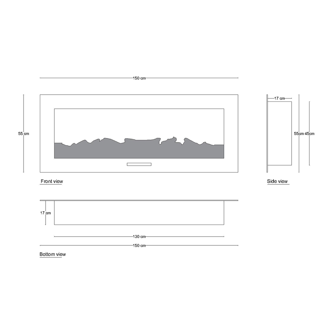شومینه دیواری برقی شومینه بیستون مدل Z.E_150_L4