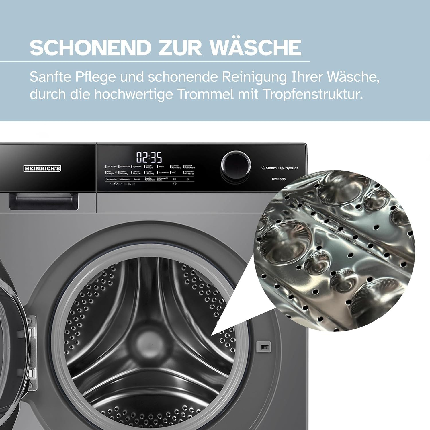 ماشین لباسشویی 10 کیلوگرم اتوماتیک هنریچ مدل HWM6210