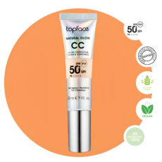 کرم پودر CC مایع +SPF50 تاپ فیس مدل NATURAL GLOW شماره 004 مناسب برای انواع پوست حجم 30 میلی لیتر