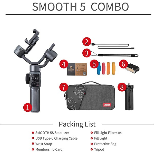 گیمبال ژیون مدل SMOOTH-5S GRAY COMBO
