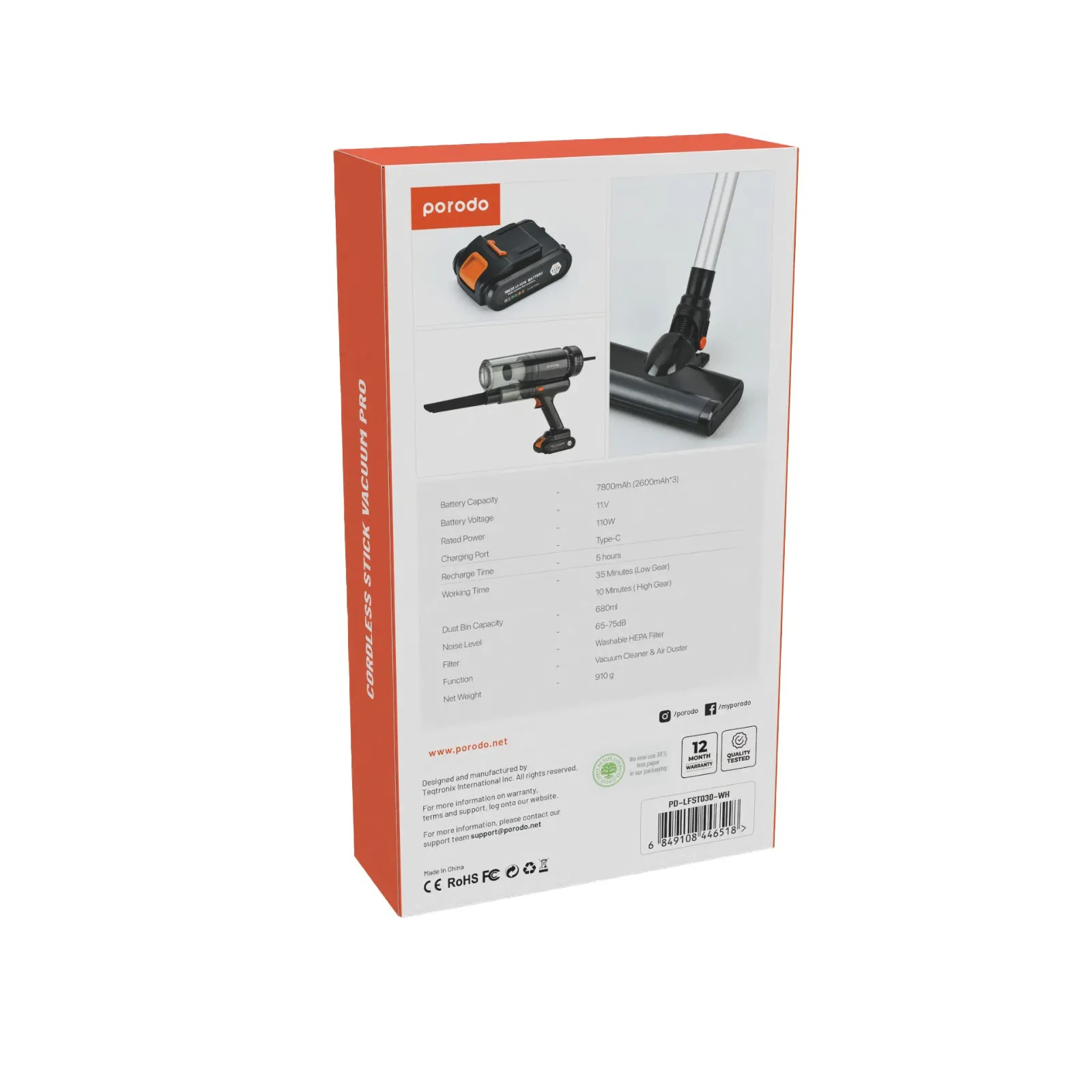 جارو شارژی دستی پرودو مدل vacumm cleaner 11-12 kpa