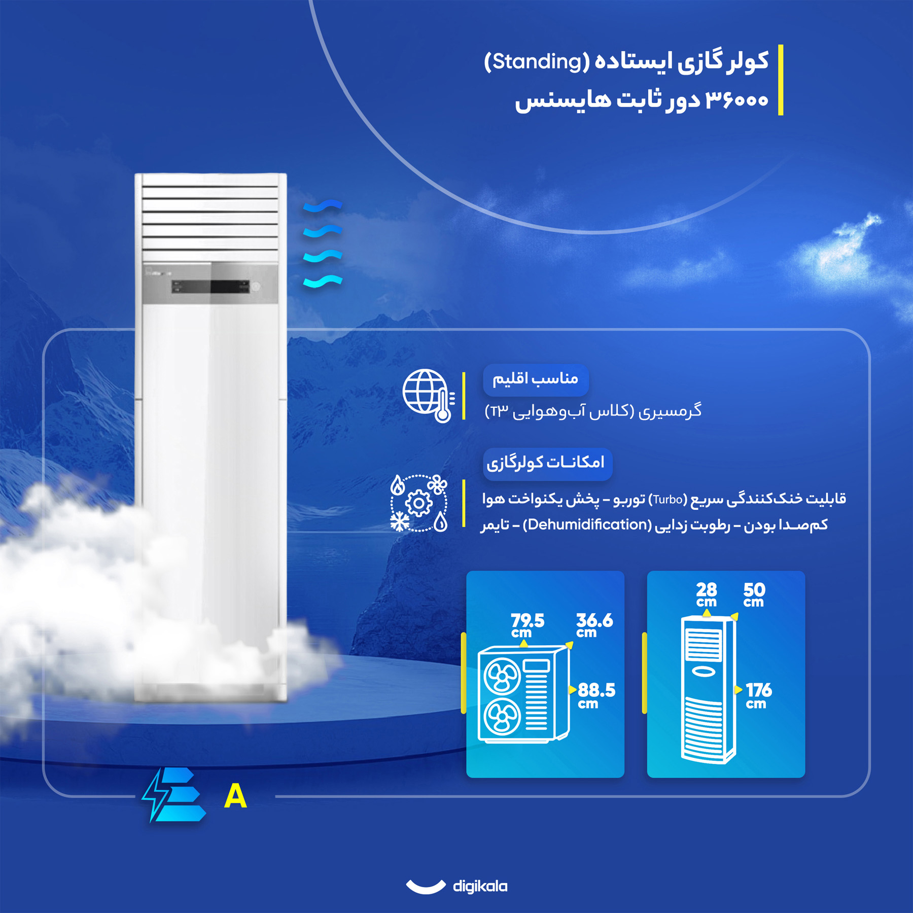 کولر گازی ایستاده 36000 دور ثابت هایسنس مدل HFH-36FM