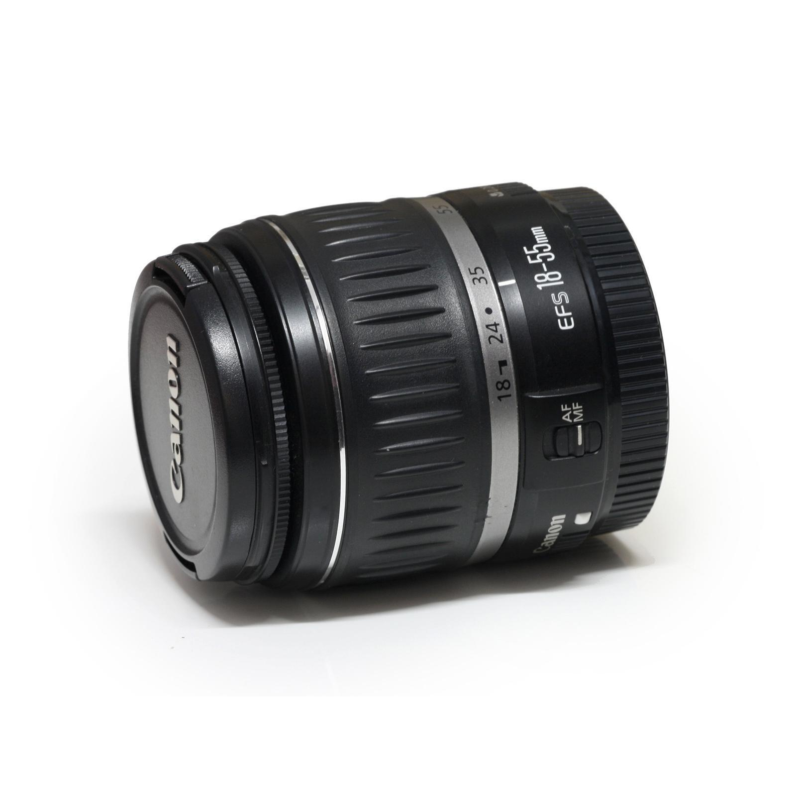 لنز دوربین کانن مدل  لنز کانن EF-S 18-55mm f/3.5-5.6 III به همراه فیلتر یو وی 58 کانن و درب 58 کانن