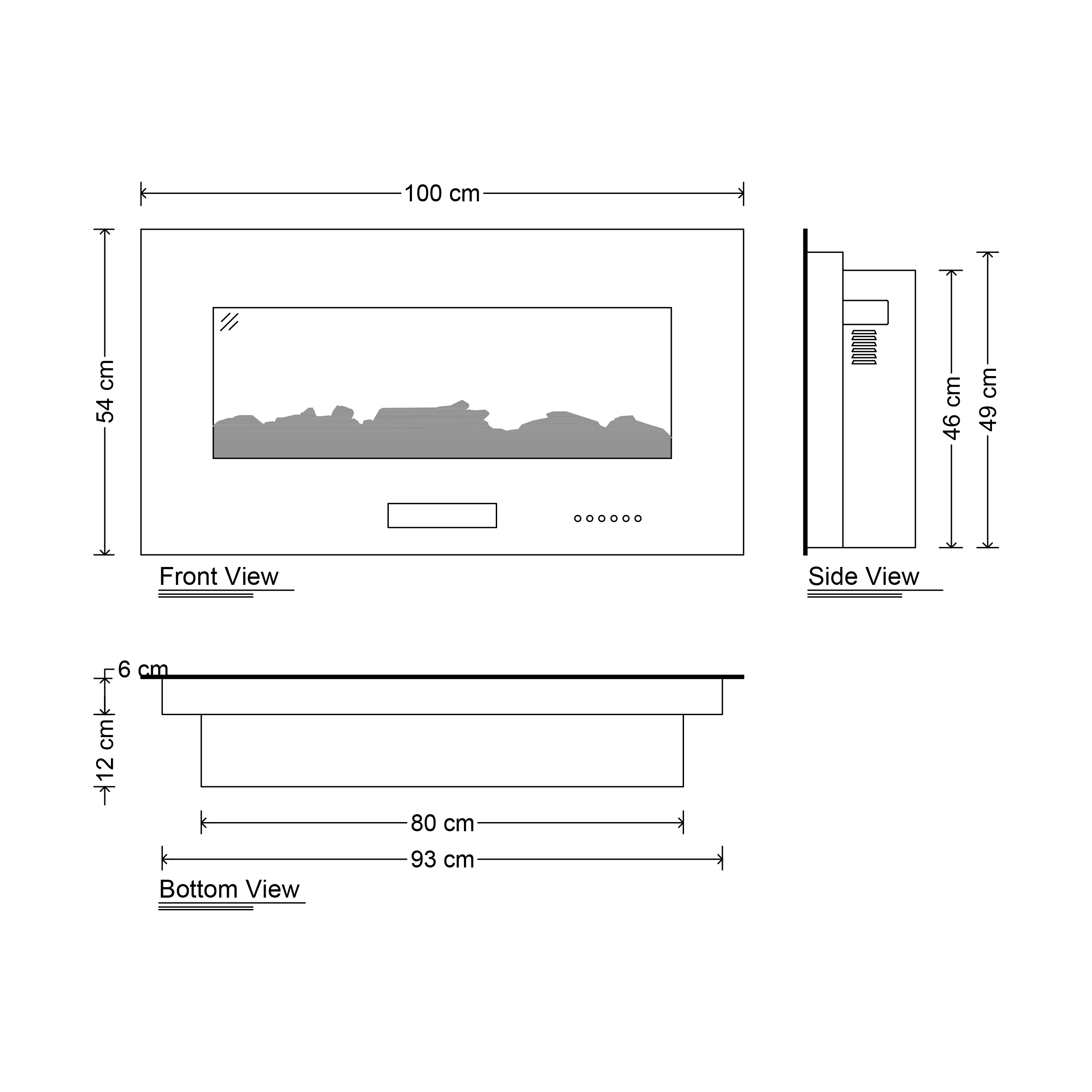 شومینه برقی اچ بی مدل HB-ID6838-100