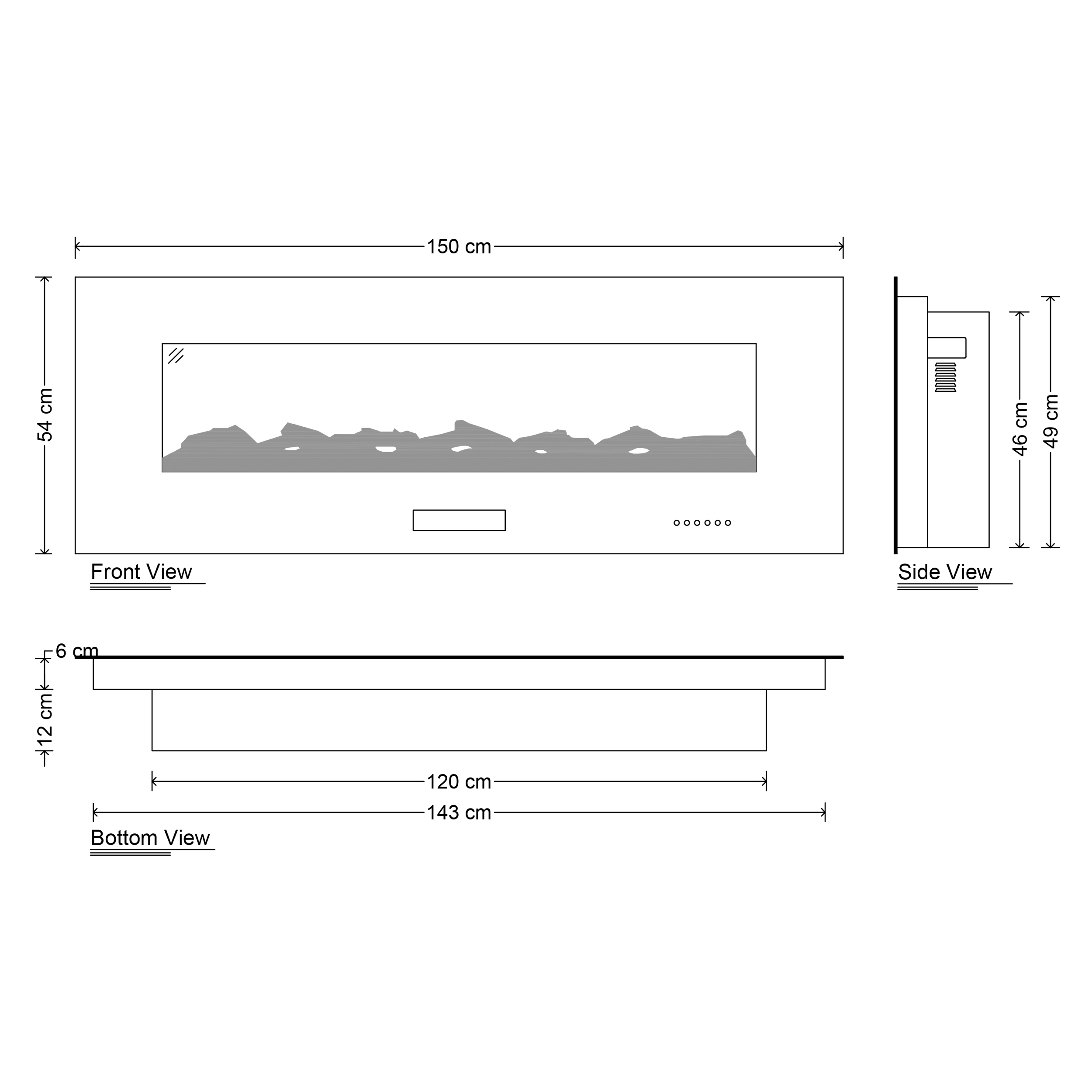 شومینه برقی اچ بی مدل HB-ID6838-150