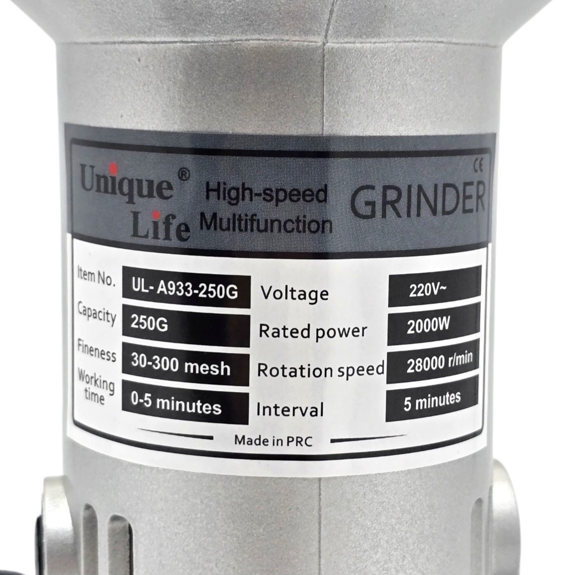 آسیاب صنعتی یونیک لایف مدل UL-A933-250G