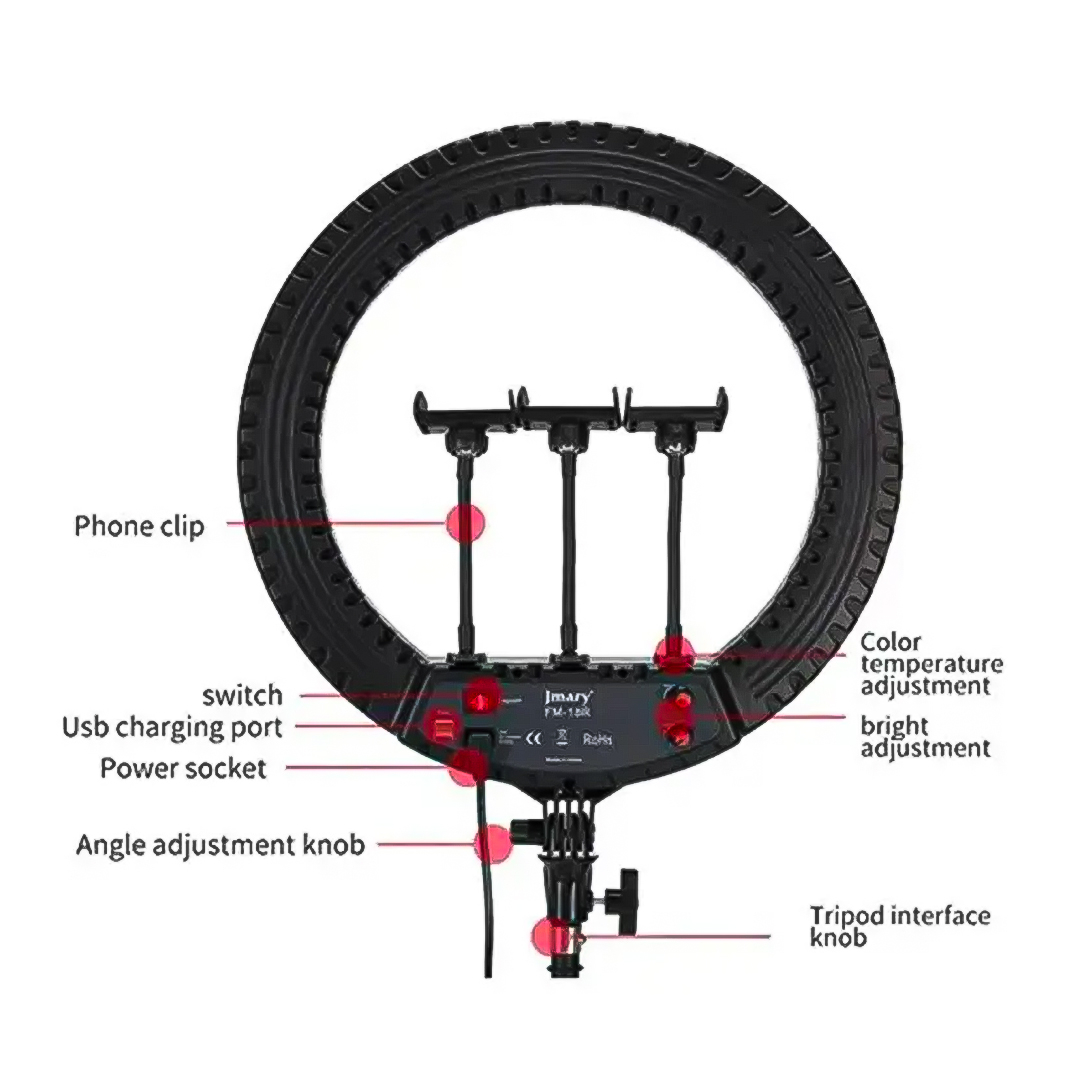 رینگ لایت جی ماری مدل FM18-B به همراه سه پایه